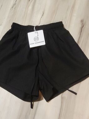 Pink Diamond Women's Black Athletic Shorts with Elastic Waist